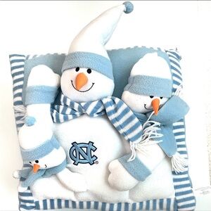 NWT University of North Carolina Tar Heels Large Plush Blue/White Snowman Pillow